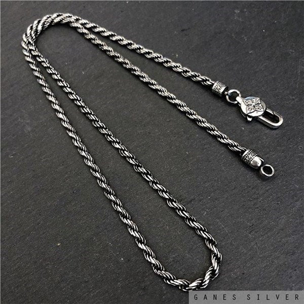Dây chuyền xoắn bạc thái móc chùy kim cang bạc thái s925- D100205 - HuyK Viễn Chí Bảo