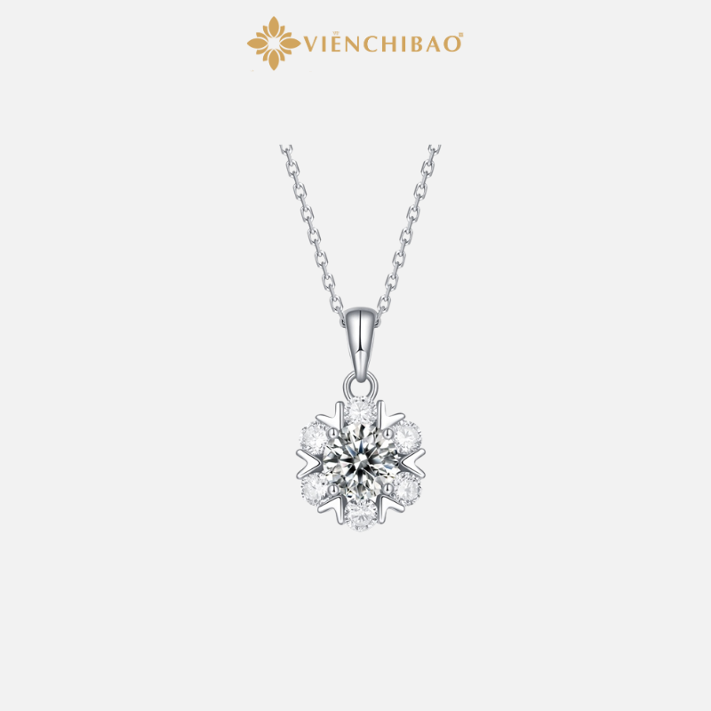 Dây Chuyền Hình Bông Tuyết Moissanite 5 Li - Bạc Ý S925 - D400535 - HuyK Viễn Chí Bảo