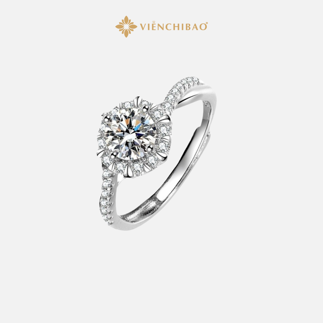 Nhẫn Bạc Nữ Moissanite 6 Li - Bạc Ý S925 - N000903 - HuyK Viễn Chí Bảo