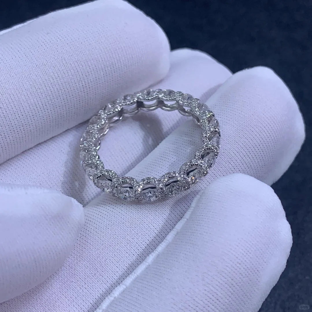 Nhẫn Tàng Hình Bạc Ý Đính Full  Moissanite Bạc S925- NM101 - HuyK Viễn Chí Bảo