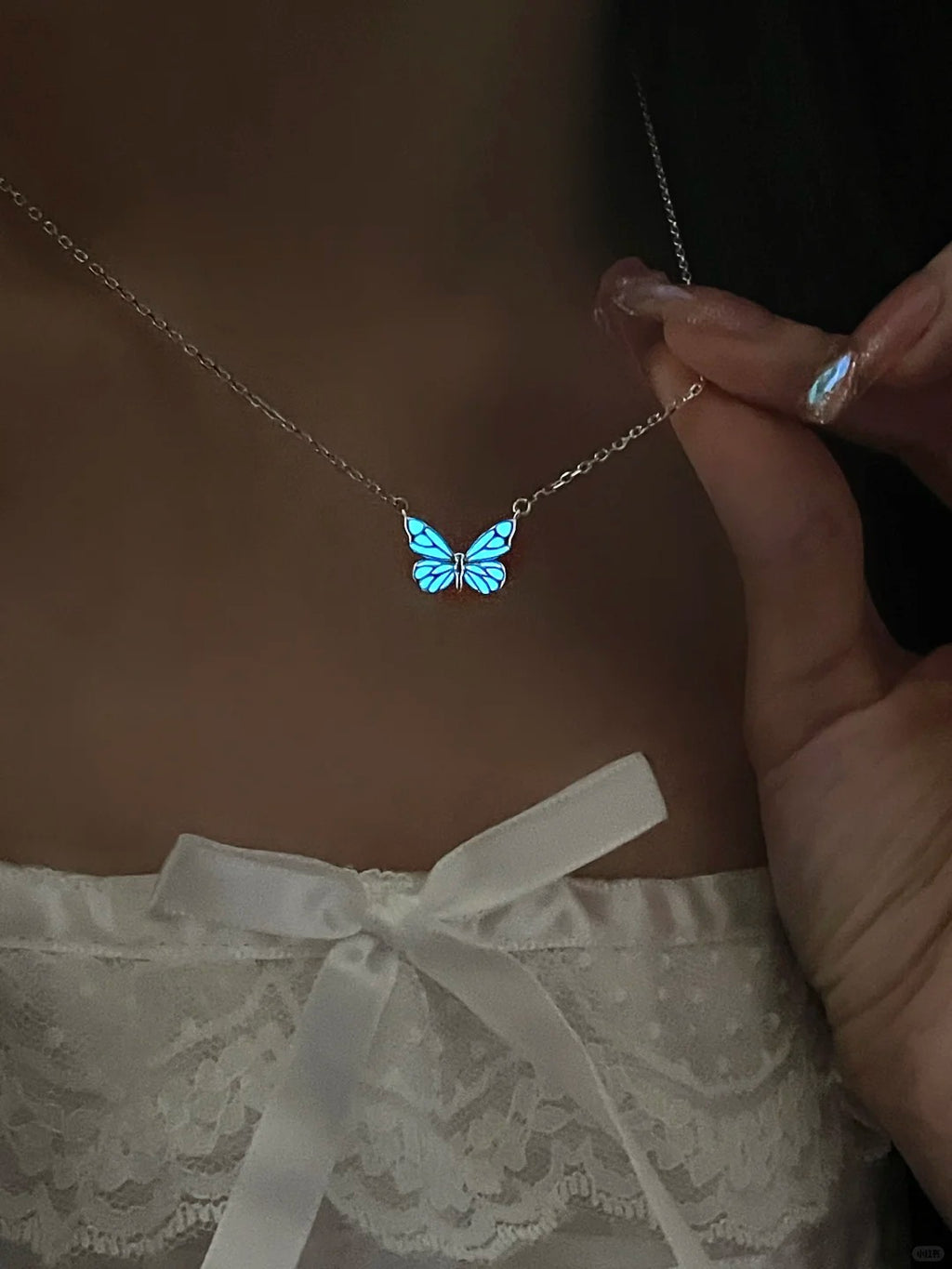 Dây Chuyền Hồ Điệp Phát Sáng - Bạc Ý S925 - D000904 - HuyK Viễn Chí Bảo