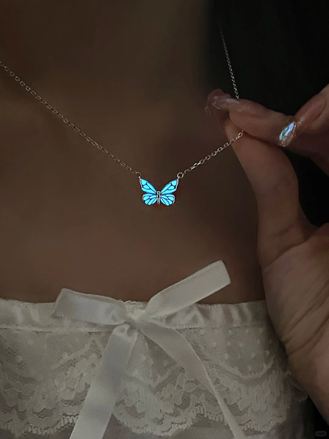 Dây Chuyền Hồ Điệp Phát Sáng - Bạc Ý S925 - D000904 - HuyK Viễn Chí Bảo