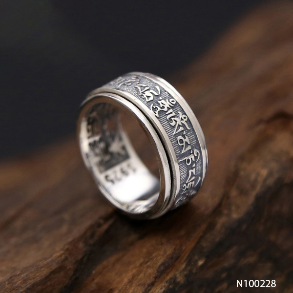 Nhẫn Bạc Nam Lục Tự Đại Minh Chú Bạc Thái S925 - HuyK Viễn Chí Bảo