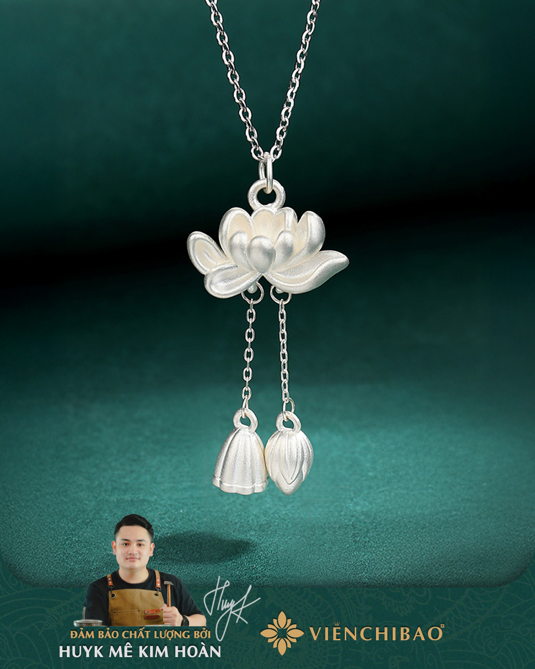 Dây chuyền Liên Hoa Bạc S990 - D000856 - HuyK Viễn Chí Bảo