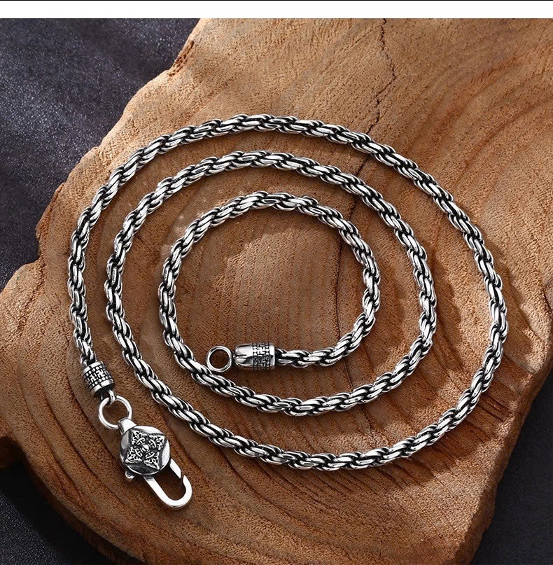 Dây chuyền xoắn bạc thái móc chùy kim cang bạc thái s925- D100205 - HuyK Viễn Chí Bảo