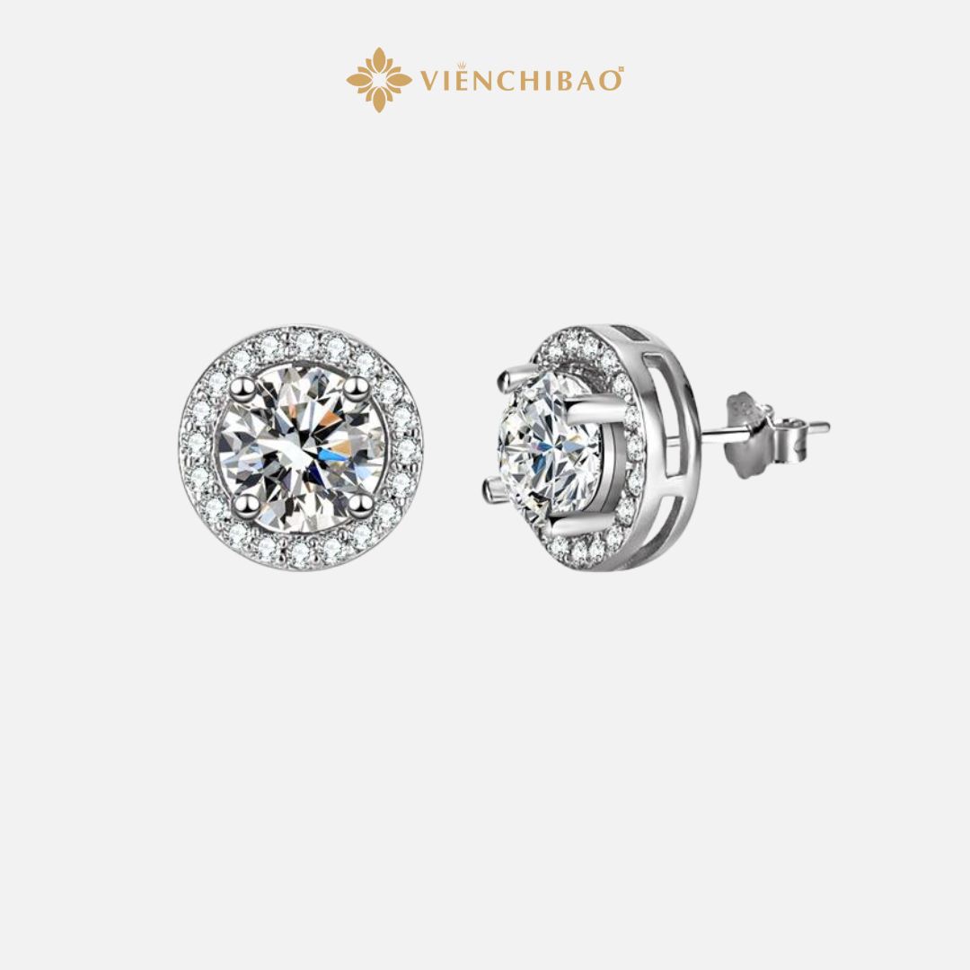 Bông Tai Tròn Moissanite 5li - Bạc S925 - Viễn Chí Bảo - B000355