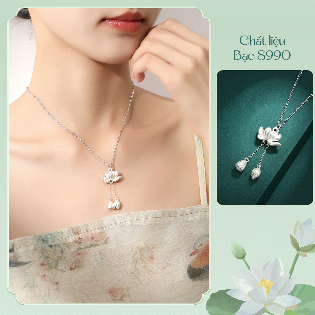 Dây chuyền Liên Hoa Bạc S990 - D000856 - HuyK Viễn Chí Bảo