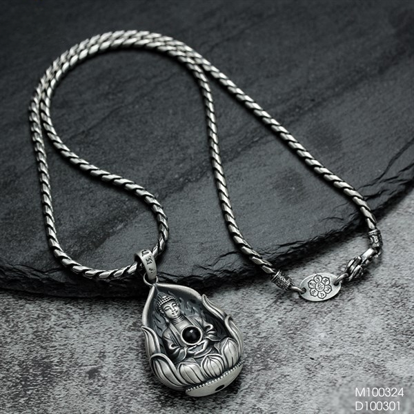 Mặt Dây Chuyền Bạc Nam Phật Tổ Bồ Tát Ngọc Tâm Bồ Đề - Bát Nhã Tâm Kinh