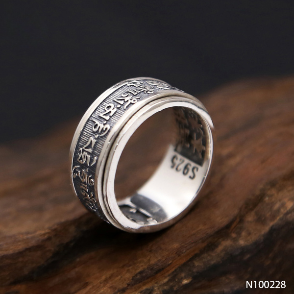 Nhẫn Bạc Nam Lục Tự Đại Minh Chú Bạc Thái S925 - HuyK Viễn Chí Bảo