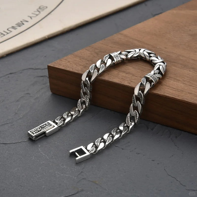 Lắc Tay Hoạ Tiết Vân Mây Cổ - Bạc Thái S925 - L100303 - HuyK Viễn Chí Bảo