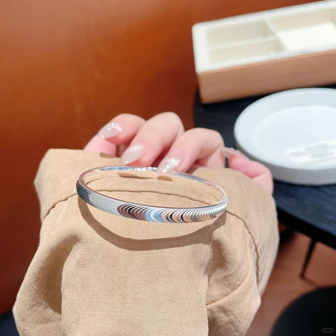 Vòng Tay Mắt Mèo Bản Kín - Bạc S999 - K400013- HuyK Viễn Chí Bảo