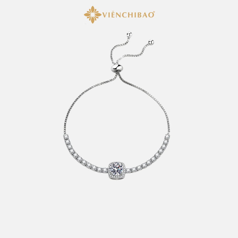 Lắc Tay Đá Tròn Dạng Xích Dây Rút - Bạc Ý S925 - L400745 - HuyK Viễn Chí Bảo