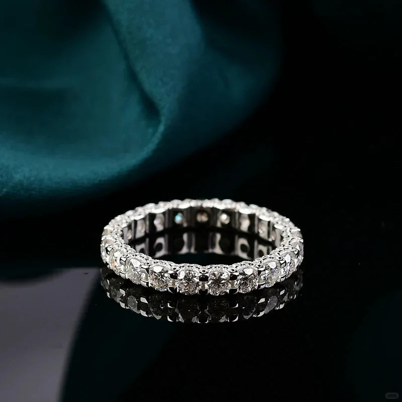 Nhẫn Tàng Hình Bạc Ý Đính Full  Moissanite Bạc S925- NM101 - HuyK Viễn Chí Bảo