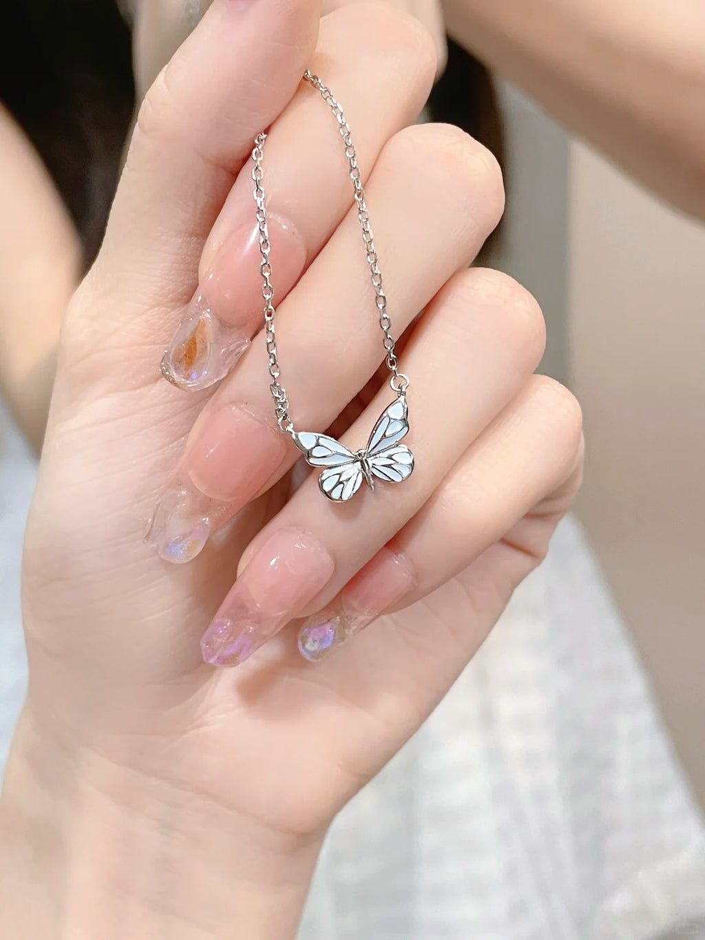 Dây Chuyền Hồ Điệp Phát Sáng - Bạc Ý S925 - D000904 - HuyK Viễn Chí Bảo