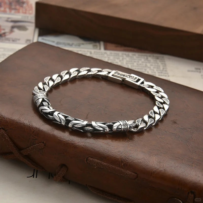 Lắc Tay Hoạ Tiết Vân Mây Cổ - Bạc Thái S925 - L100303 - HuyK Viễn Chí Bảo