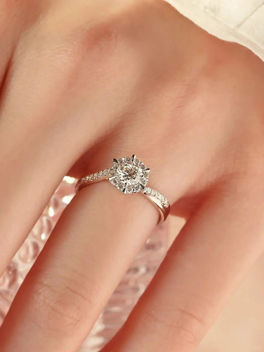 Nhẫn Bạc Nữ Moissanite 6 Li - Bạc Ý S925 - HuyK Viễn Chí Bảo