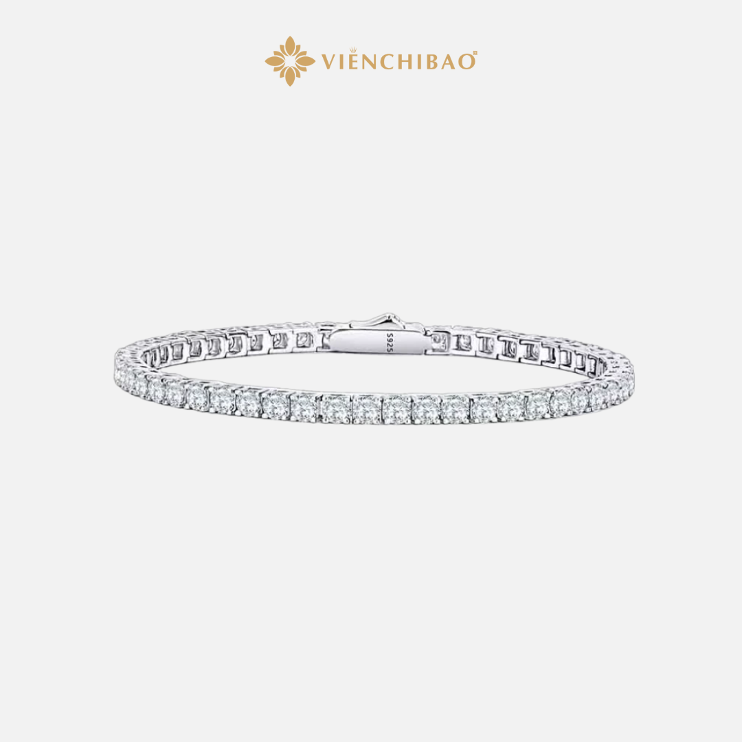 Lắc Tay Tennis Đá Moissanite 4mm - Bạc Ý S925 - L100942 - HuyK Viễn Chí Bảo