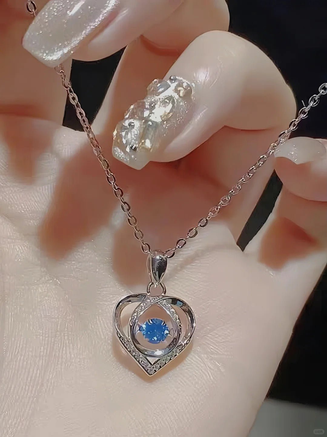 Dây Chuyền Bạc Nữ Trái Tim Xanh- Bạc Ý S925 -  D400782 - HuyK Viễn Chí Bảo
