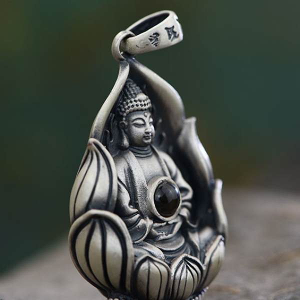 Mặt Dây Chuyền Bạc Nam Phật Tổ Bồ Tát Ngọc Tâm Bồ Đề - Bát Nhã Tâm Kinh