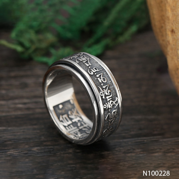 Nhẫn Bạc Nam Lục Tự Đại Minh Chú Bạc Thái S925 - HuyK Viễn Chí Bảo