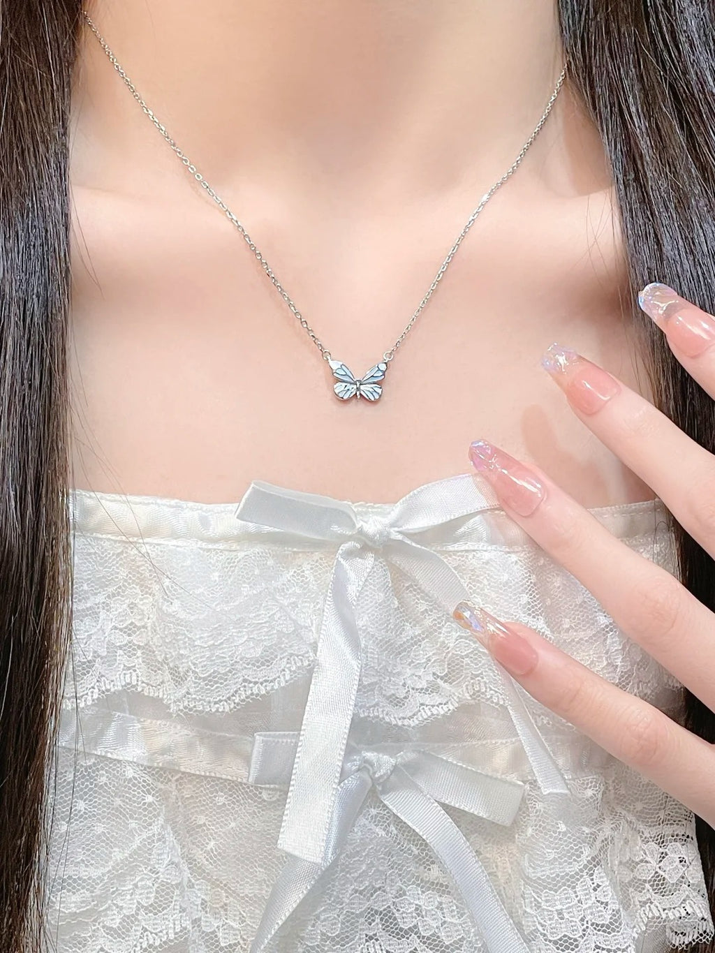 Dây Chuyền Hồ Điệp Phát Sáng - Bạc Ý S925 - D000904 - HuyK Viễn Chí Bảo