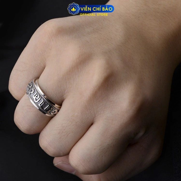 Nhẫn Lục Tự Xoay -  Bạc Thái S925- N100886-  HuyK Viễn Chí Bảo