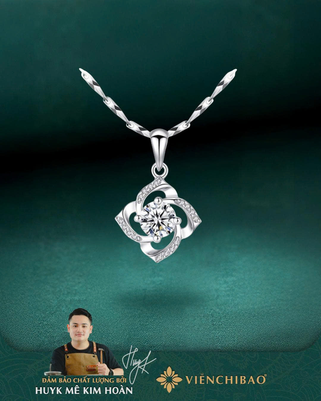 Dây Chuyền Cỏ 4 Lá Xoắn - Bạc S999 - D401045 - HuyK Viễn Chí Bảo