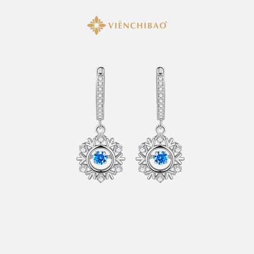 Bông Tai Bông Tuyết Xanh - Bạc S925 - B400365 - Huyk Viễn Chí Bảo