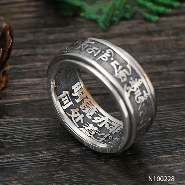 Nhẫn Bạc Nam Lục Tự Đại Minh Chú Bạc Thái S925 - HuyK Viễn Chí Bảo