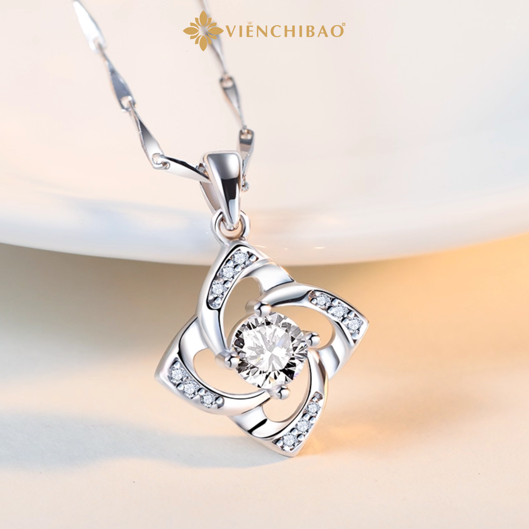 Dây Chuyền Cỏ 4 Lá Xoắn - Bạc S999 - D401045 - HuyK Viễn Chí Bảo