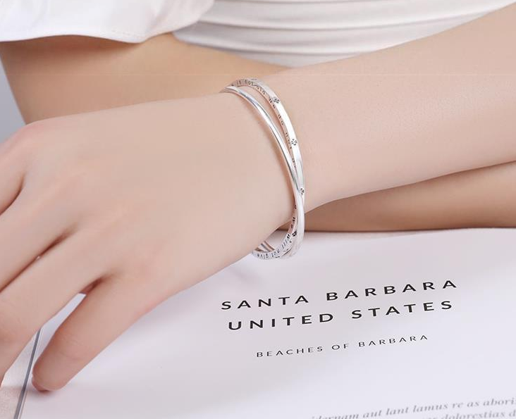 Vòng Tay Đôi Cỏ Bốn Lá - Bạc S999 -  L001344 - HuyK Viễn Chí Bảo