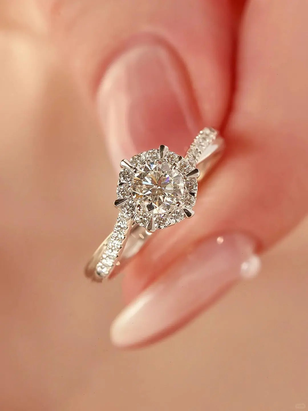 Nhẫn Bạc Nữ Moissanite 6 Li - Bạc Ý S925 - HuyK Viễn Chí Bảo