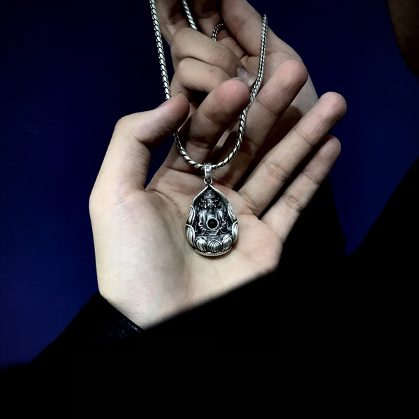 Mặt Dây Chuyền Bạc Nam Phật Tổ Bồ Tát Ngọc Tâm Bồ Đề - Bát Nhã Tâm Kinh