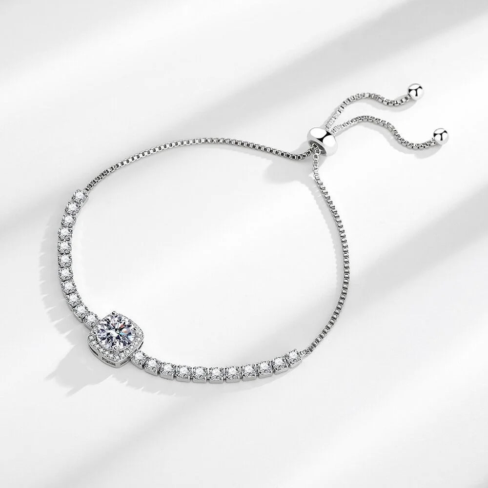 Lắc Tay Đá Tròn Dạng Xích Dây Rút - Bạc Ý S925 - L400745 - HuyK Viễn Chí Bảo