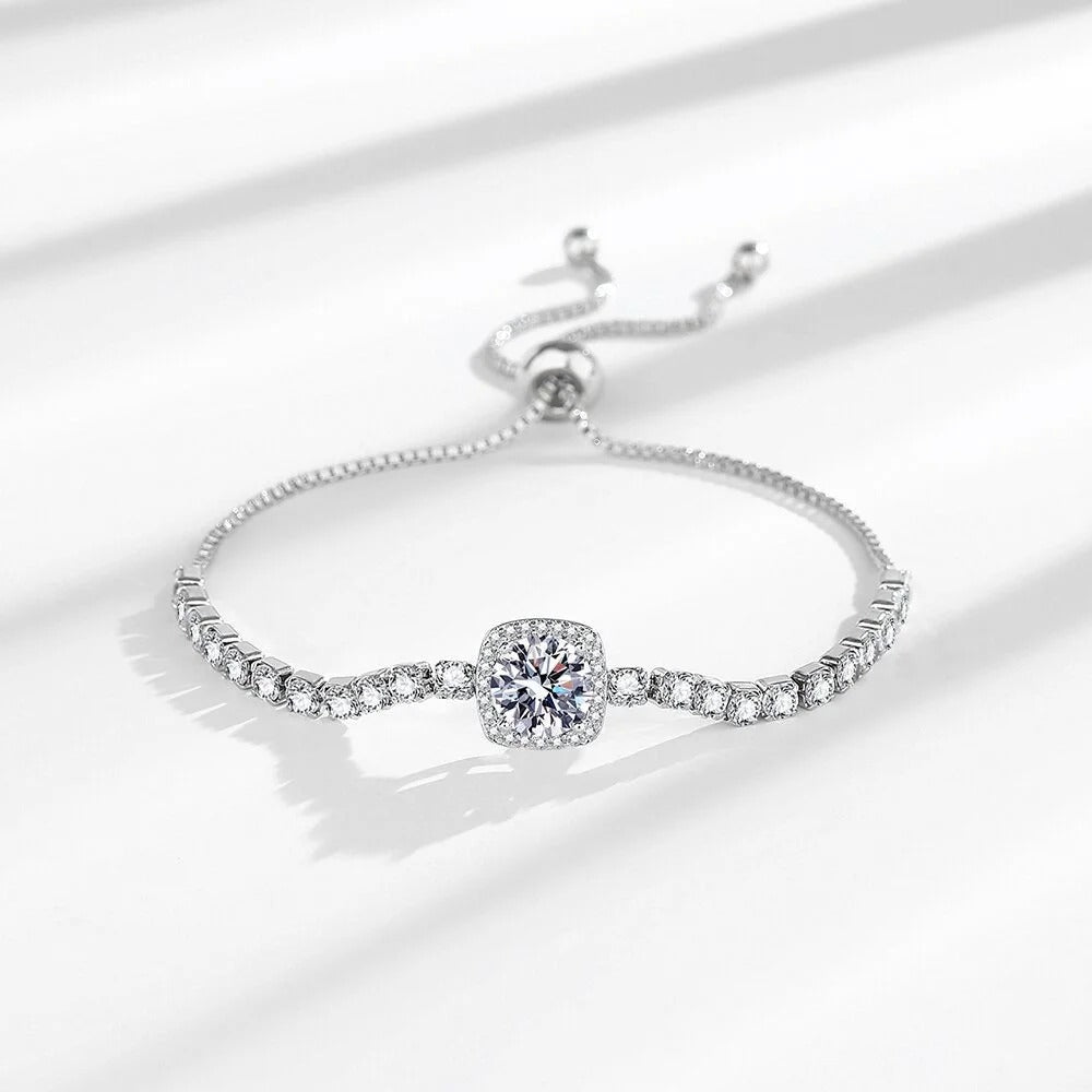 Lắc Tay Đá Tròn Dạng Xích Dây Rút - Bạc Ý S925 - L400745 - HuyK Viễn Chí Bảo