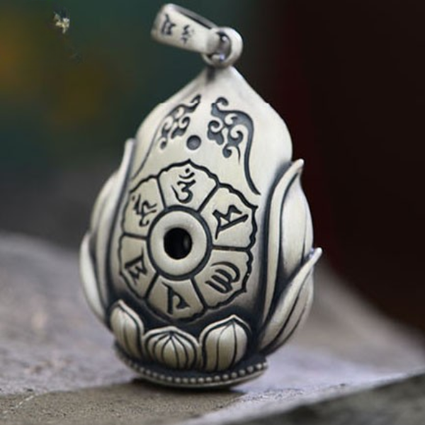 Mặt Dây Chuyền Bạc Nam Phật Tổ Bồ Tát Ngọc Tâm Bồ Đề - Bát Nhã Tâm Kinh