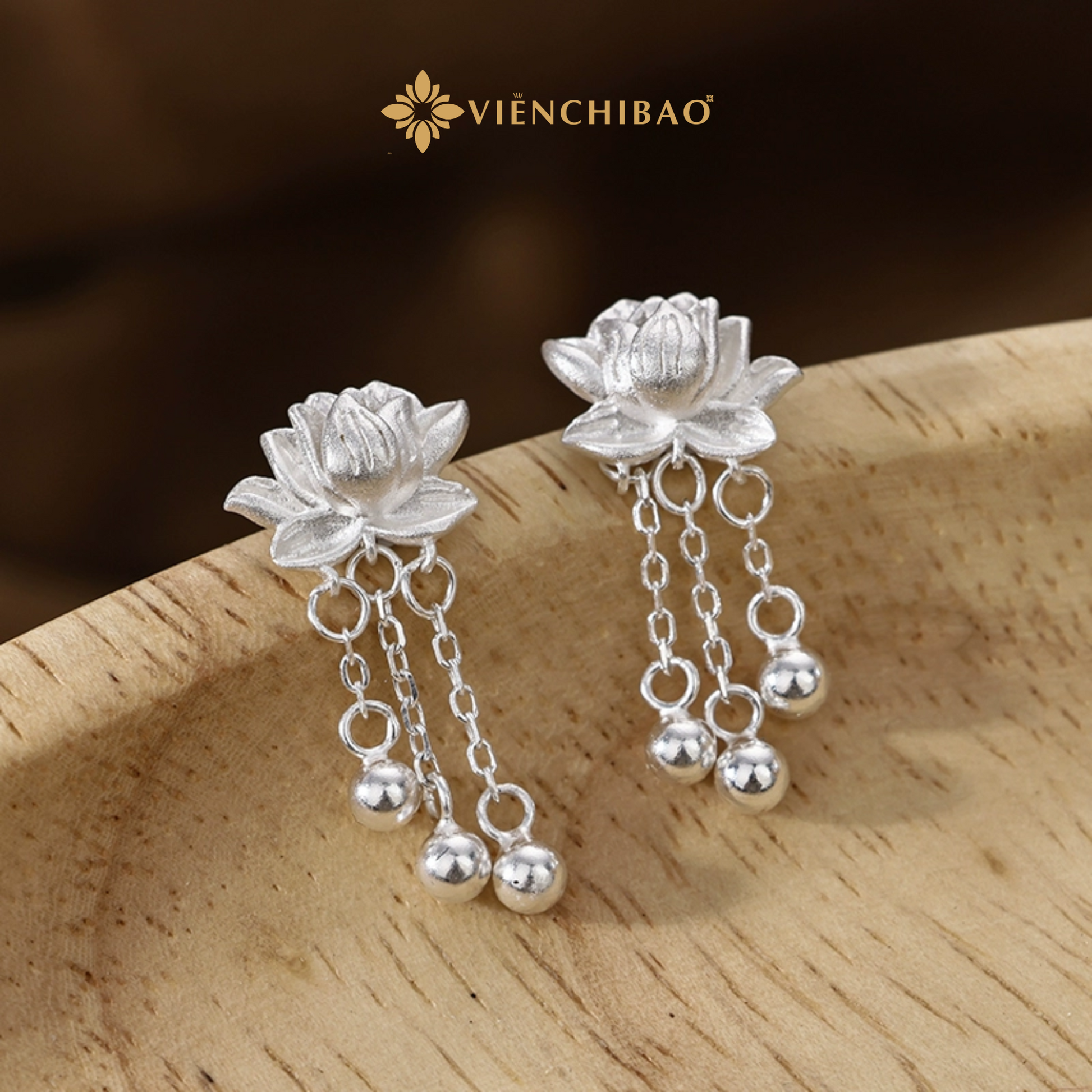 Bông Tai Liên Hoa -Bạc S999 - B400068 - HuyK Viễn Chí Bảo
