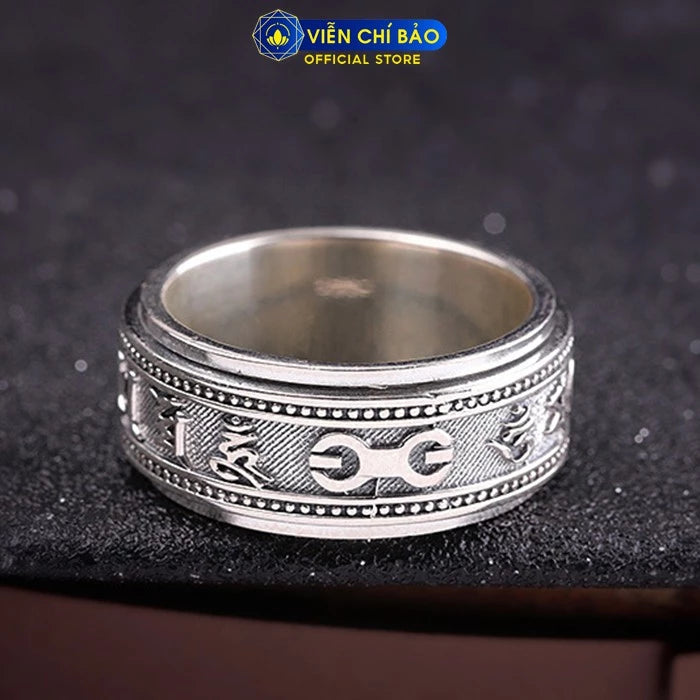 Nhẫn Lục Tự Xoay -  Bạc Thái S925- N100886-  HuyK Viễn Chí Bảo