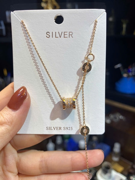 Dây Chuyền Mặt Trụ Xi Vàng Hồng - Bạc Ý S925 - D000992 - HuyK Viễn Chí Bảo