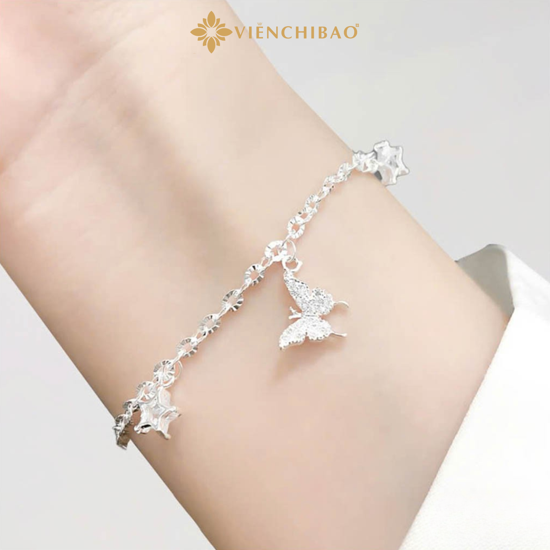 Lắc Tay Cánh Bướm Ngôi Sao - Bạc S925 - L400585 - HuyK Viễn Chí Bảo
