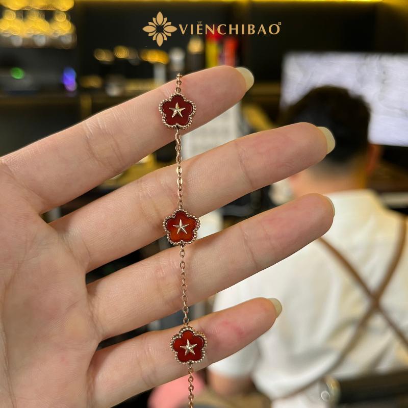 Lắc Tay Sao Vàng Quốc Khánh - Bạc S925 Xi Vàng Hồng - L4029251 - HuyK Viễn Chí Bảo