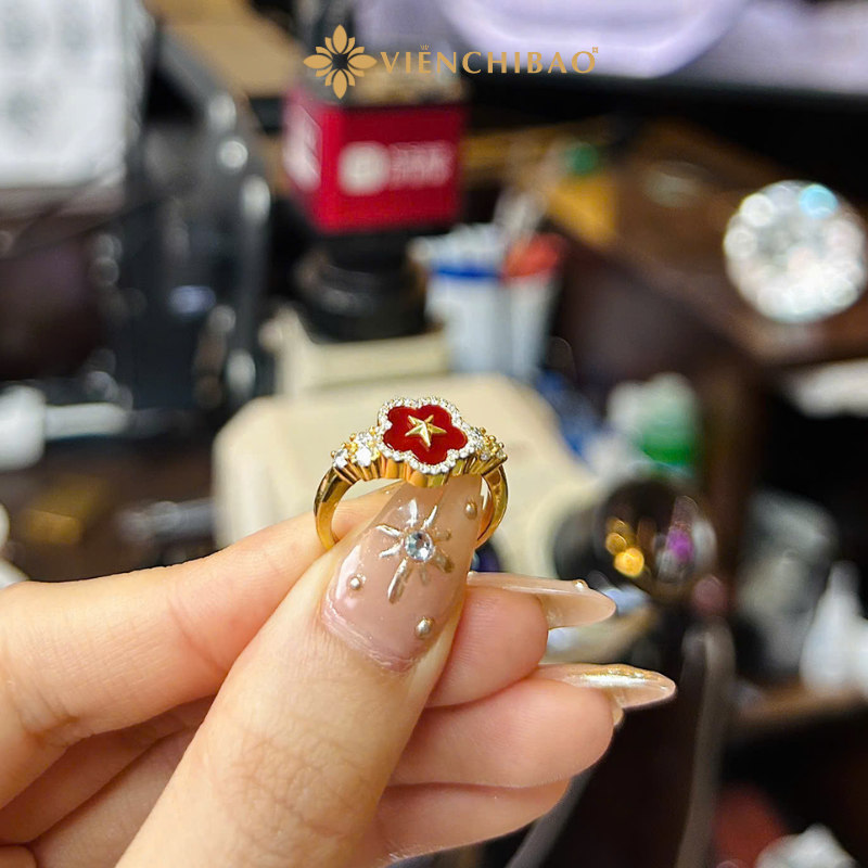 Nhẫn Sao Vàng Quốc Khánh - Bạc S925 Xi Vàng Hồng - N4029251 - HuyK Viễn Chí Bảo