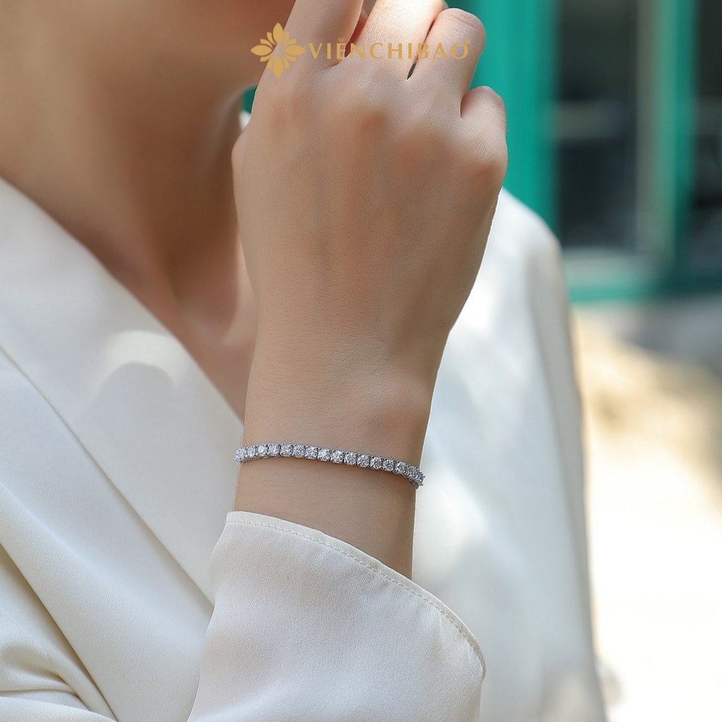 Lắc Tay Đính Đá - Bạc S925 - MT02 - HuyK Viễn Chí Bảo