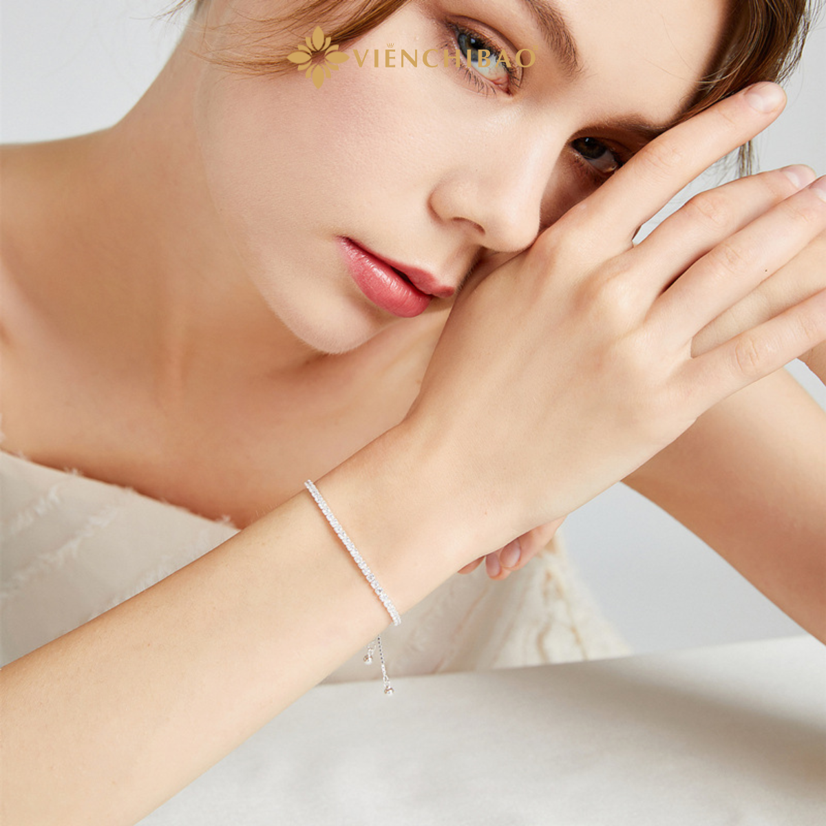 Lắc Tay Đính Đá - Bạc S925 - MT02 - HuyK Viễn Chí Bảo