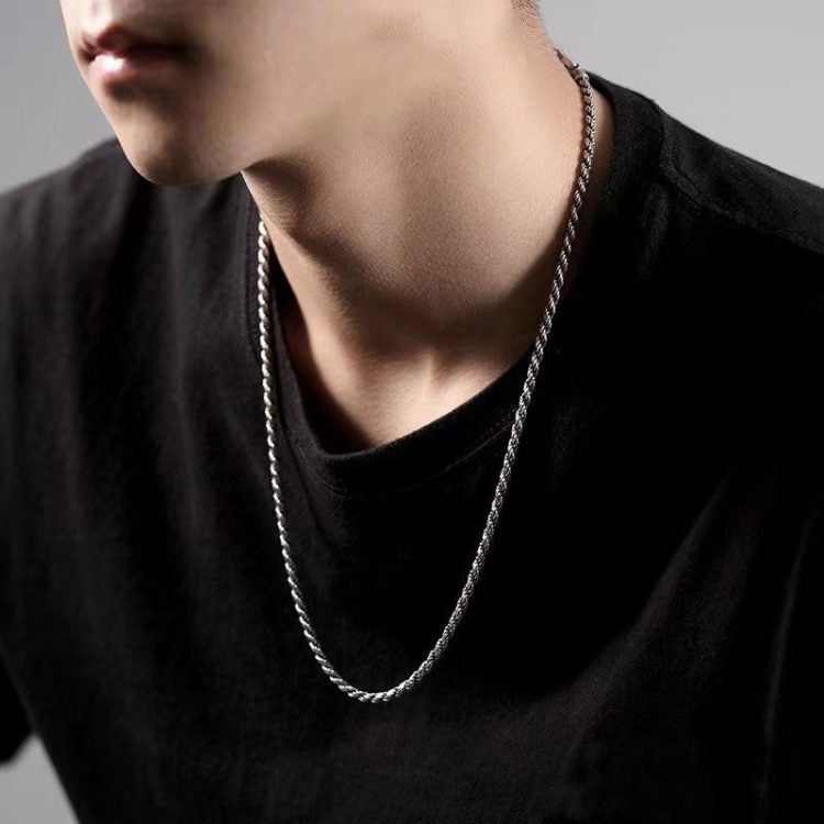 Dây chuyền xoắn bạc thái móc chùy kim cang bạc thái s925- D100205 - HuyK Viễn Chí Bảo