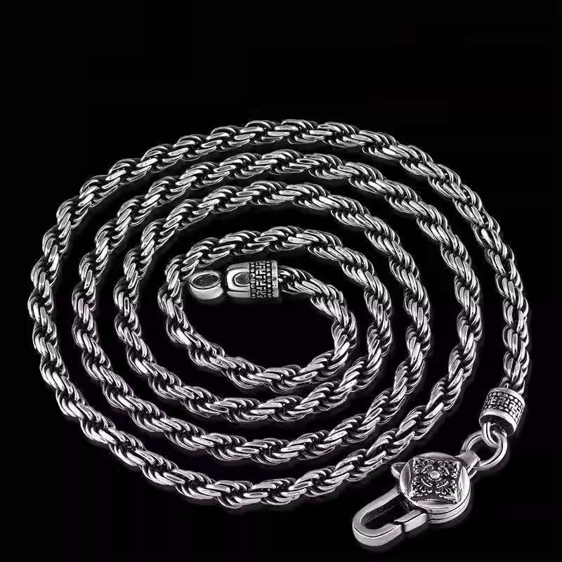 Dây chuyền xoắn bạc thái móc chùy kim cang bạc thái s925- D100205 - HuyK Viễn Chí Bảo