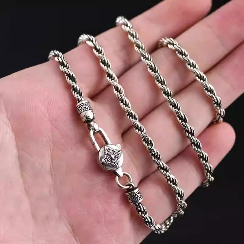 Dây chuyền xoắn bạc thái móc chùy kim cang bạc thái s925- D100205 - HuyK Viễn Chí Bảo