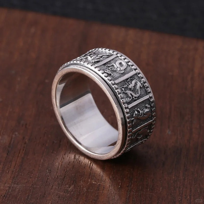 Nhẫn Mười Hai Con Giáp Xoay - Bạc Thái S925- N100591  - HuyK Viễn Chí Bảo