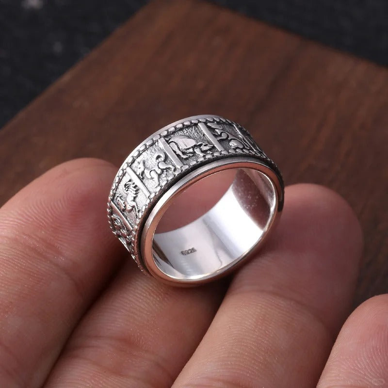 Nhẫn Mười Hai Con Giáp Xoay - Bạc Thái S925- N100591  - HuyK Viễn Chí Bảo