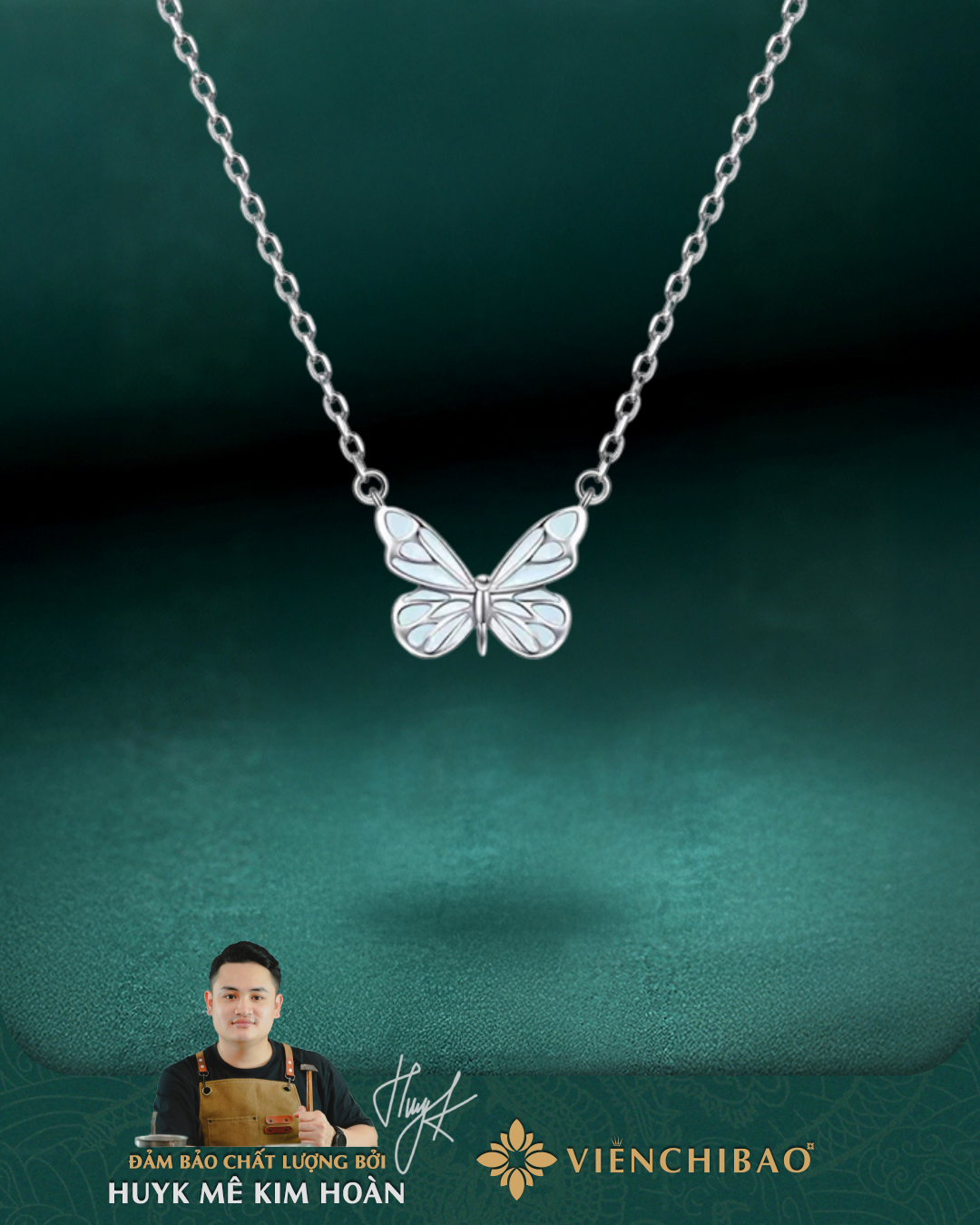 Dây Chuyền Hồ Điệp Phát Sáng - Bạc Ý S925 - D000904 - HuyK Viễn Chí Bảo